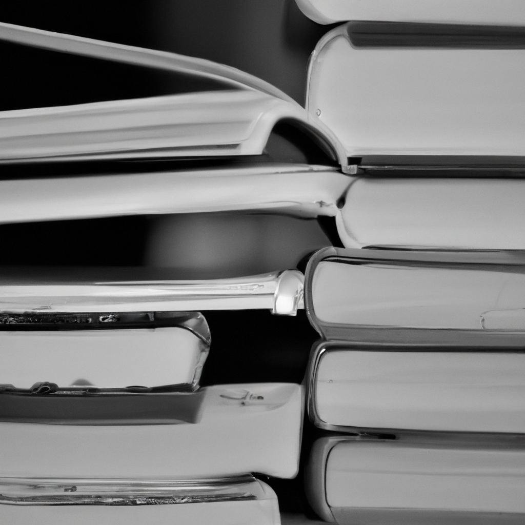 Black & white image of books
, None